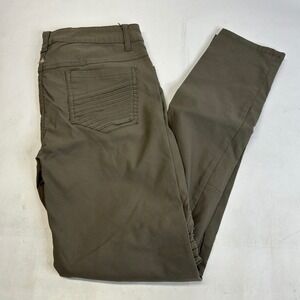 Prana Womens Size 14 Skinny Pants Khaki Olive Green‎ Moto Stitch Outdoor Casual